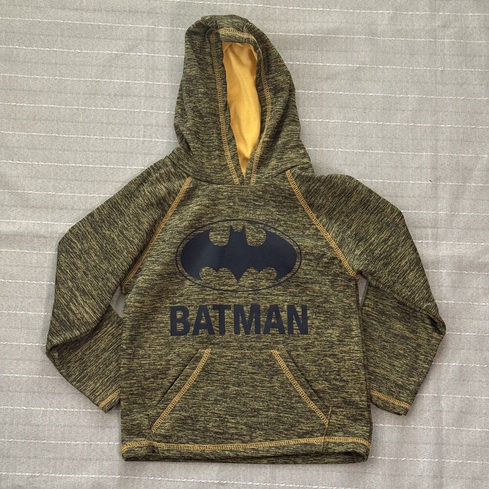 Batman Boys Hoodie Green Black Size 5 Graphic Superhero Sweatshirt